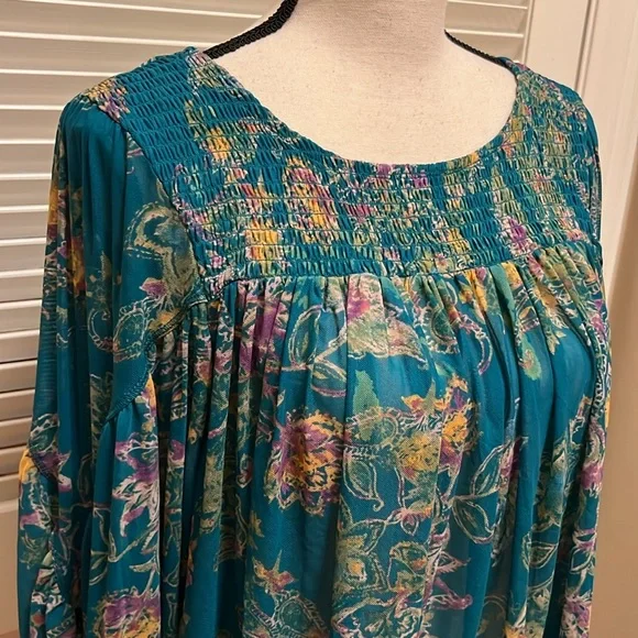 Free People Up For Anything Blouse in Emerald Combo, Size Small - Picture 6 of 17